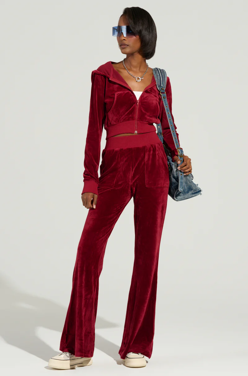 VELOUR GALORE FITTED ZIP UP IN BURGUNDY - Image 6