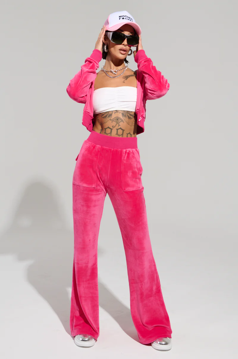 VELOUR GALORE STRAIGHT LEG JOGGER IN PINK - Image 5