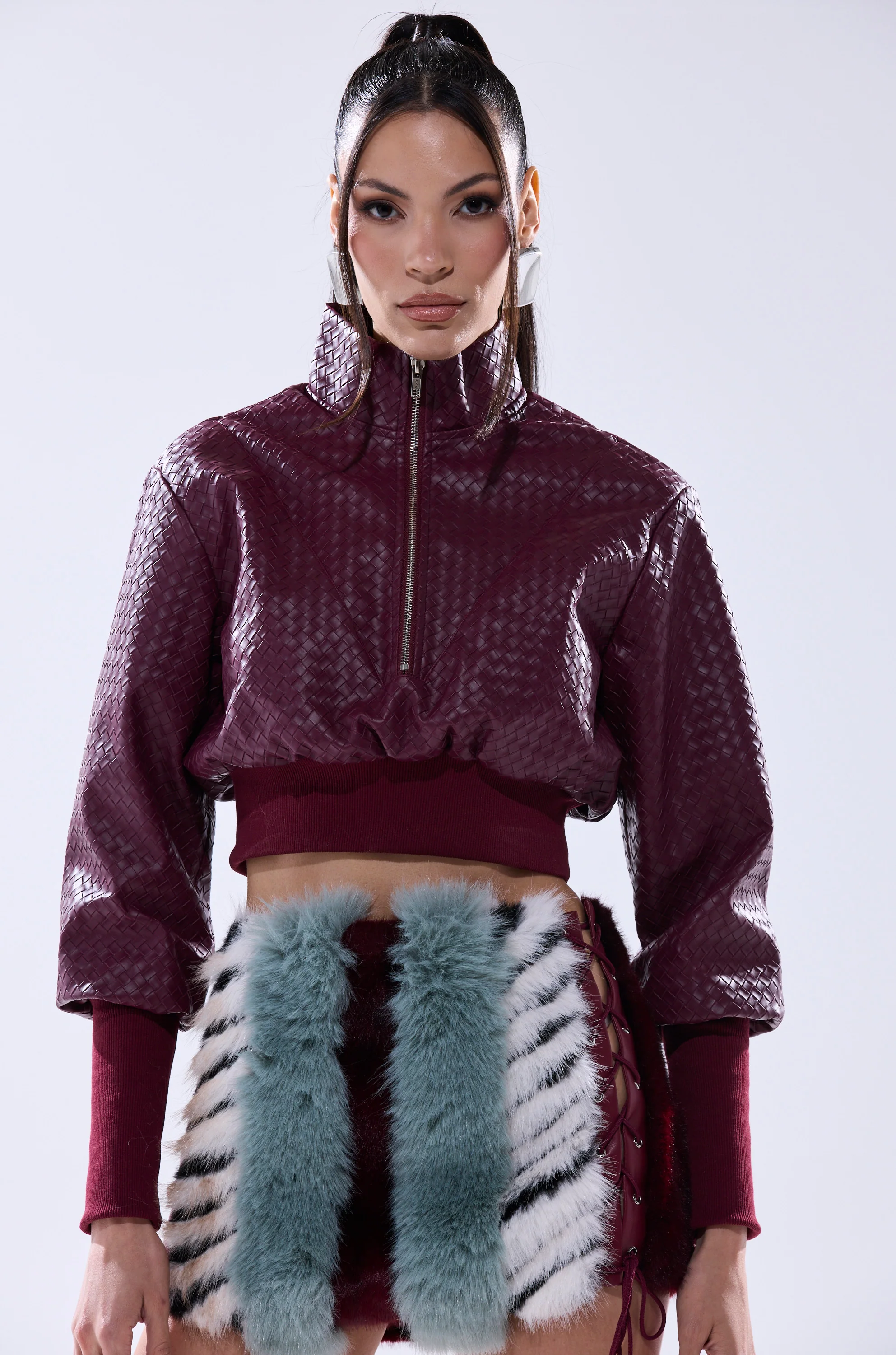 VENETTA FAUX LEATHER QUARTER ZIP SWEATSHIRT - Image 6