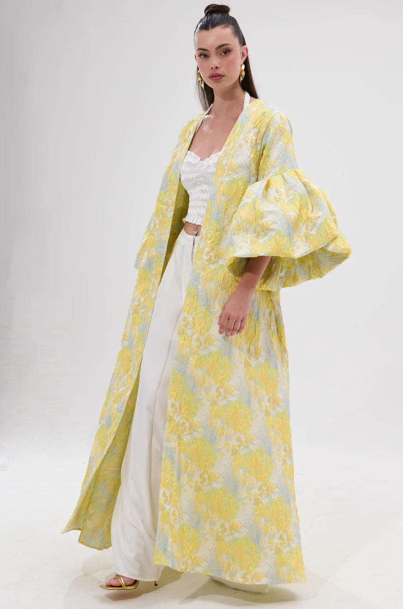 VENICE BROCADE PUFF SLEEVE DUSTER - Image 3