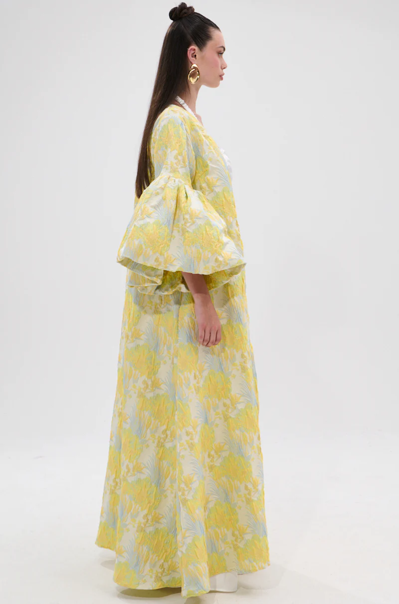 VENICE BROCADE PUFF SLEEVE DUSTER - Image 4
