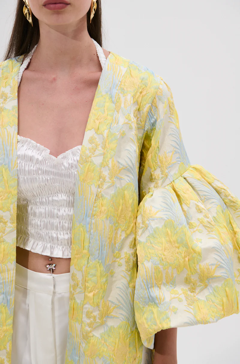 VENICE BROCADE PUFF SLEEVE DUSTER - Image 6