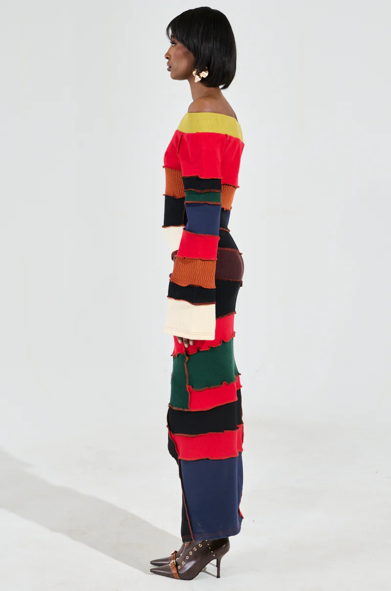 VERONICA KNIT PATCHWORK MIDI DRESS - Image 3
