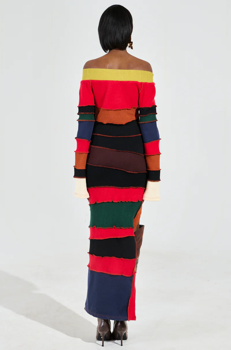 VERONICA KNIT PATCHWORK MIDI DRESS - Image 5