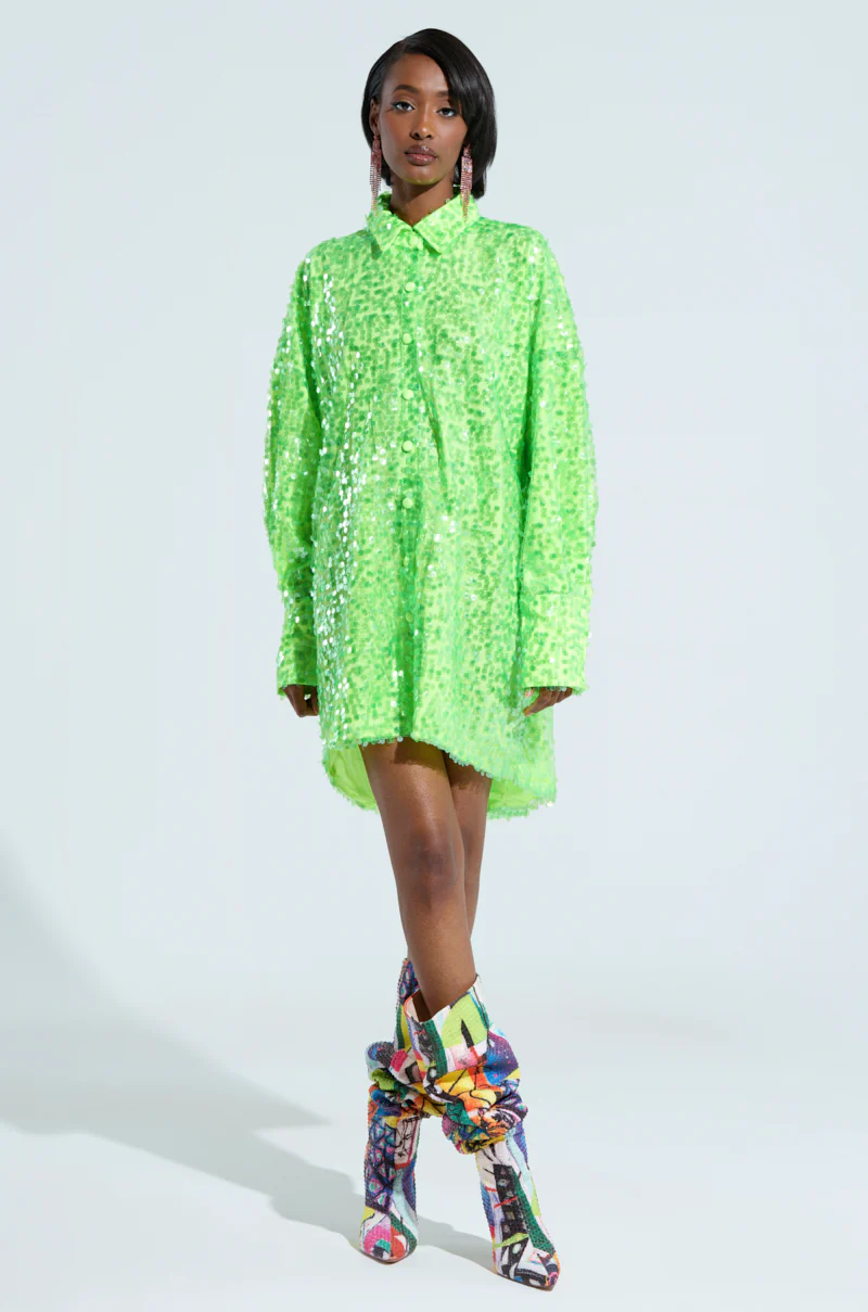 VERONICA SEQUIN COLLARED SHIRT DRESS - Image 2