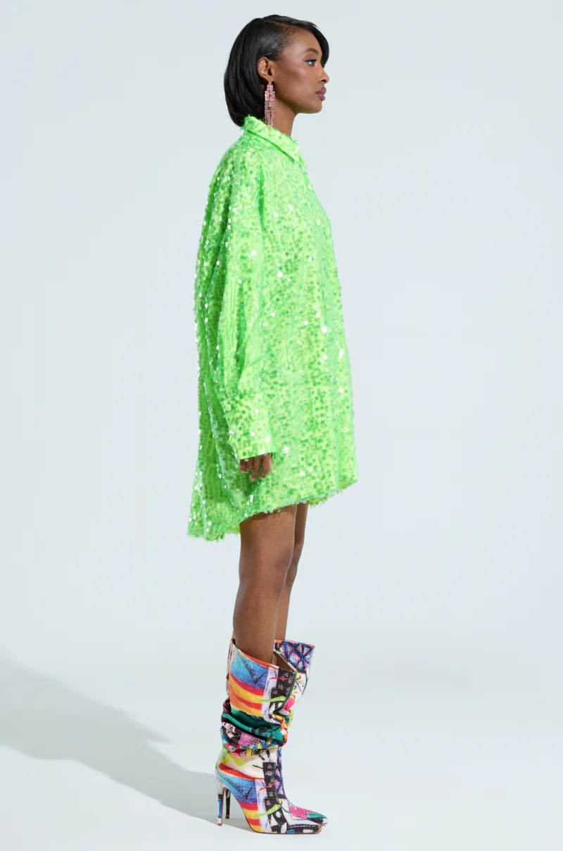 VERONICA SEQUIN COLLARED SHIRT DRESS - Image 3