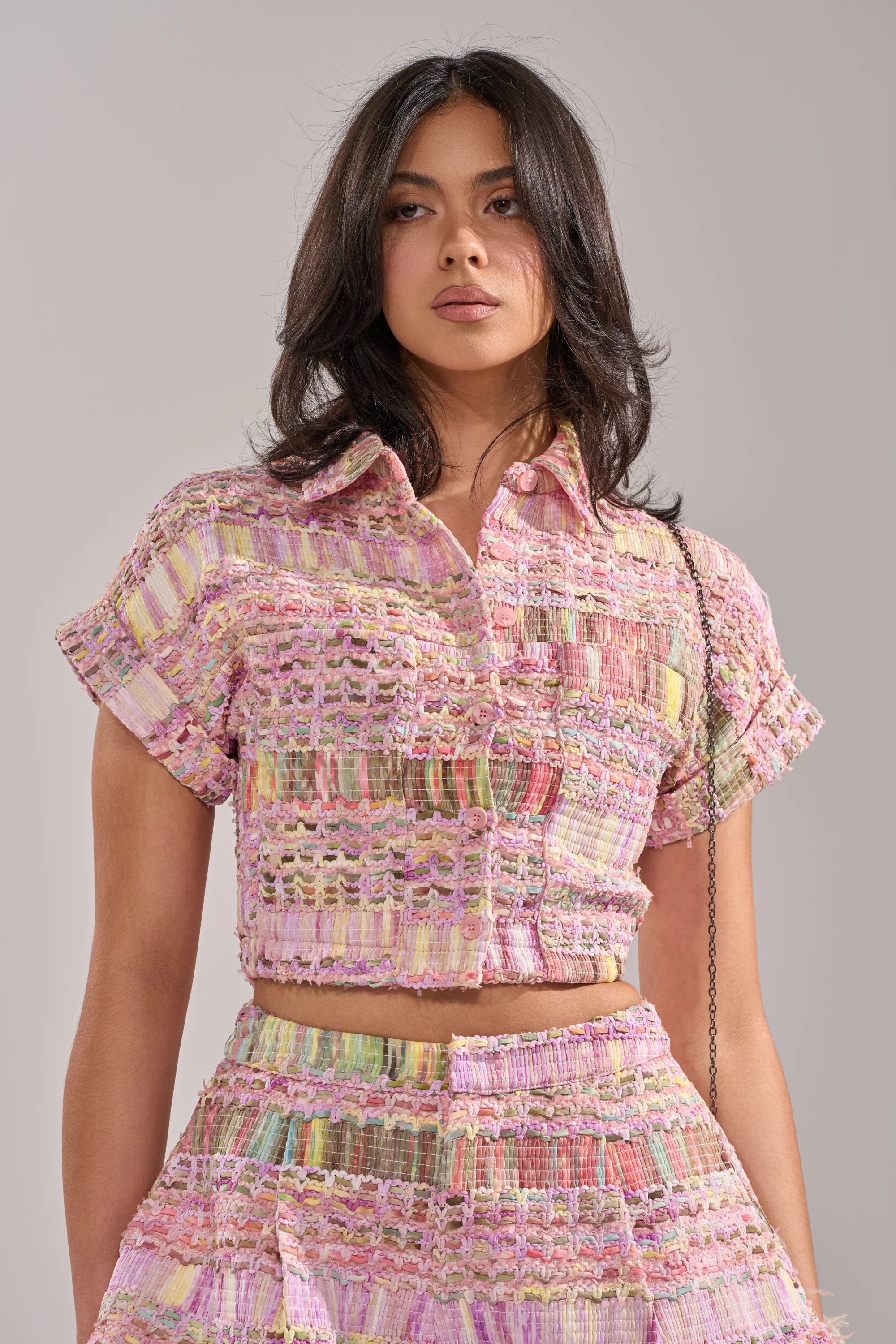 VERONICA TWEED PLAID BLOUSE