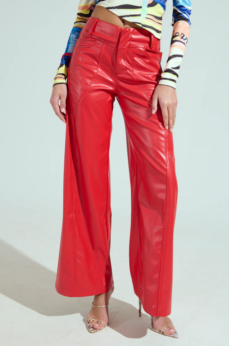 VERONICA WIDE LEG LEATHER PANTS - Image 2