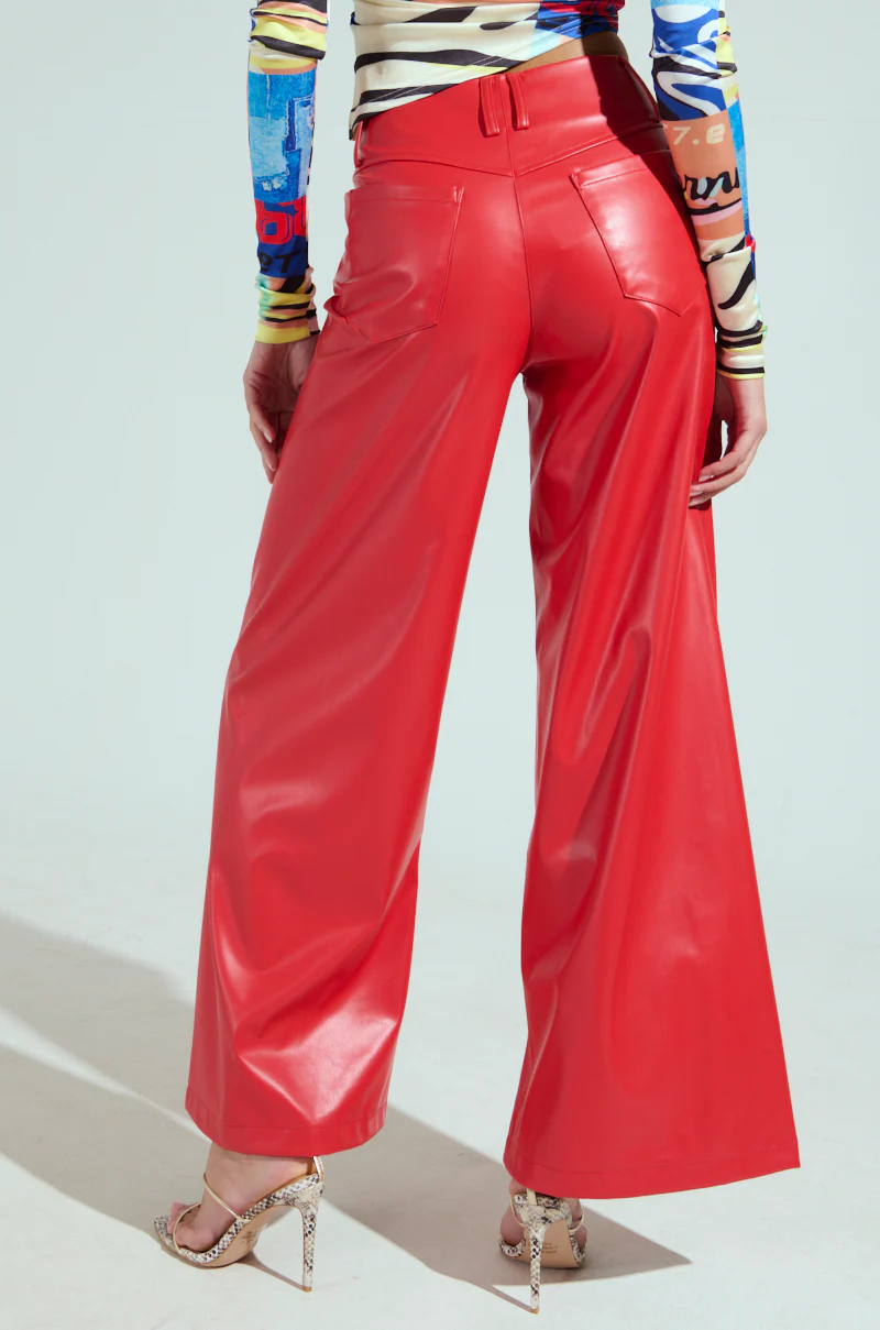 VERONICA WIDE LEG LEATHER PANTS - Image 4