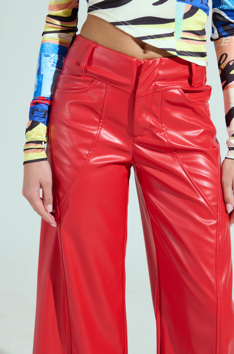 VERONICA WIDE LEG LEATHER PANTS - Image 8