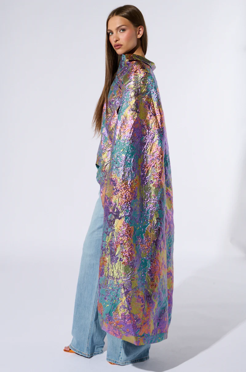 VERSAILLES HIGH LOW BROCADE CAPE - Image 5