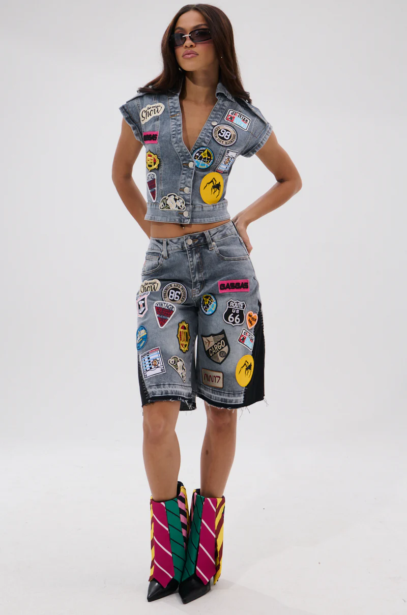 VINTAGE DENIM BLOUSE WITH PATCHES - Image 7