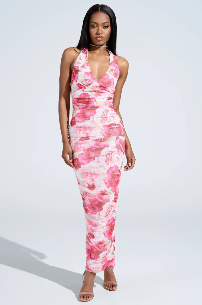 VIOLETS FOR ROSES PRINTED MAXI DRESS
