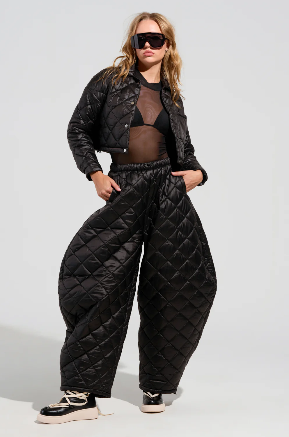 VIVI CROPPED PUFFER BOMBER IN BLACK - Image 11