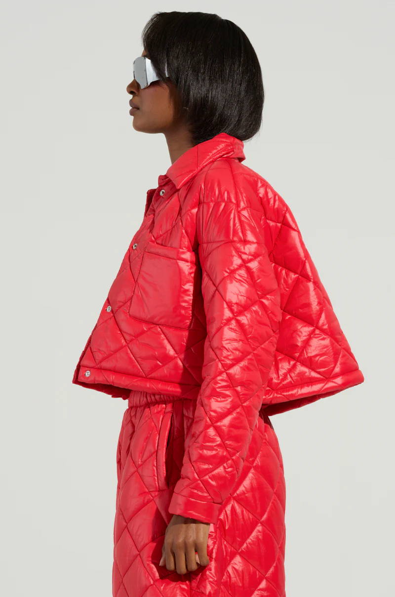 VIVI CROPPED PUFFER BOMBER IN RED - Image 2