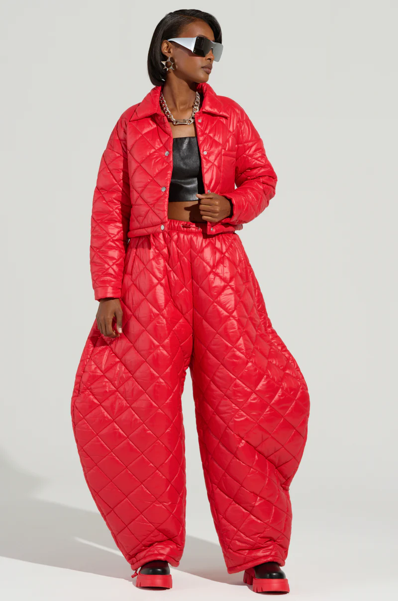 VIVI CROPPED PUFFER BOMBER IN RED - Image 4