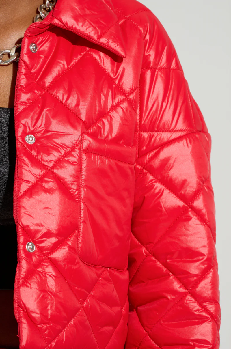 VIVI CROPPED PUFFER BOMBER IN RED - Image 7