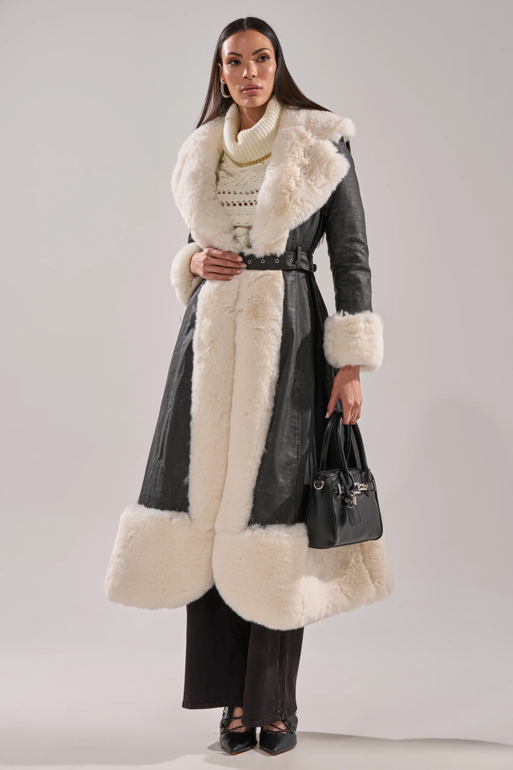 VIVIAN FUR TRIM TRENCH IN GREY - Image 8
