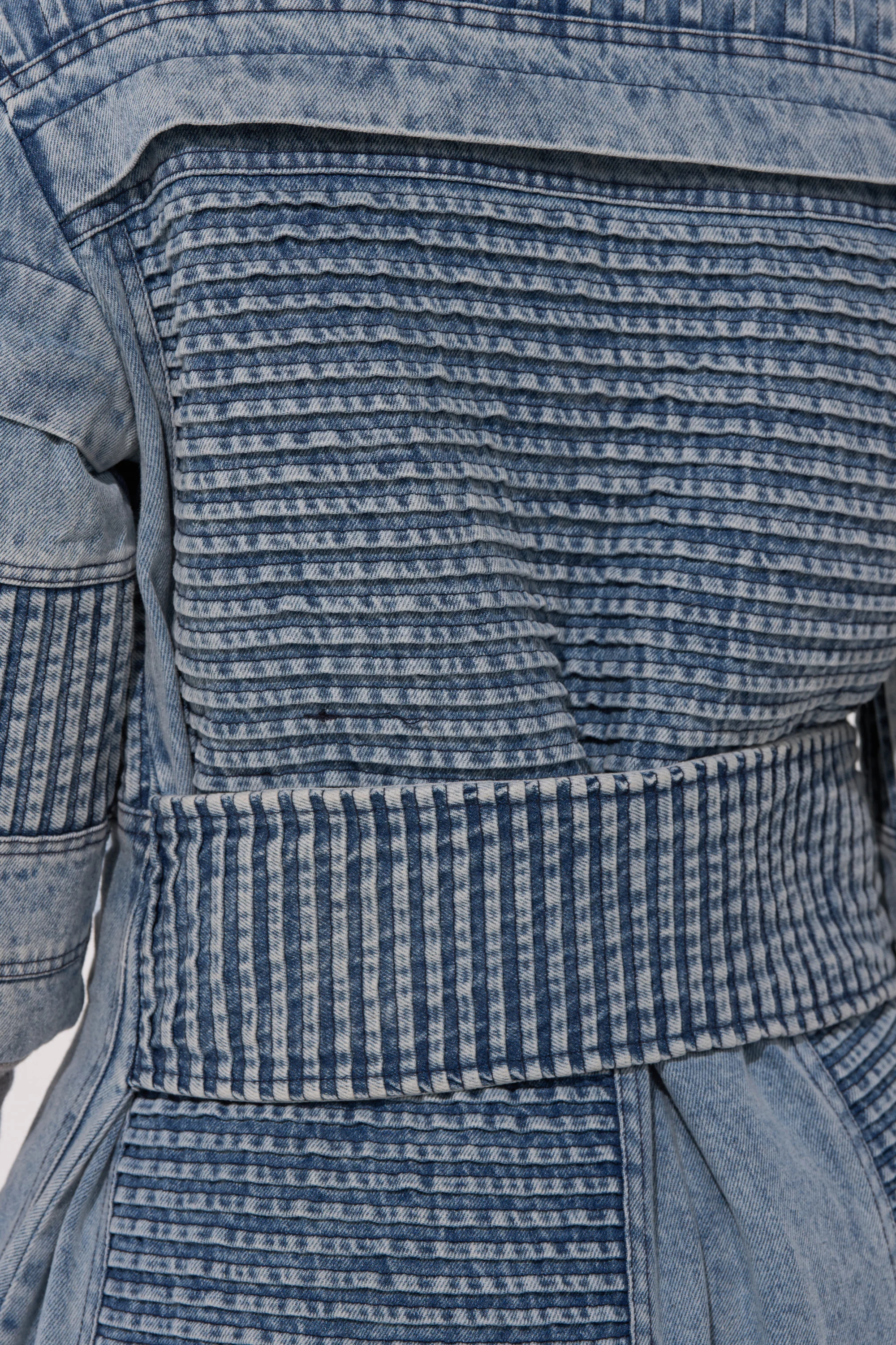 VORTEX DENIM TRENCH COAT IN BLUE - Image 11