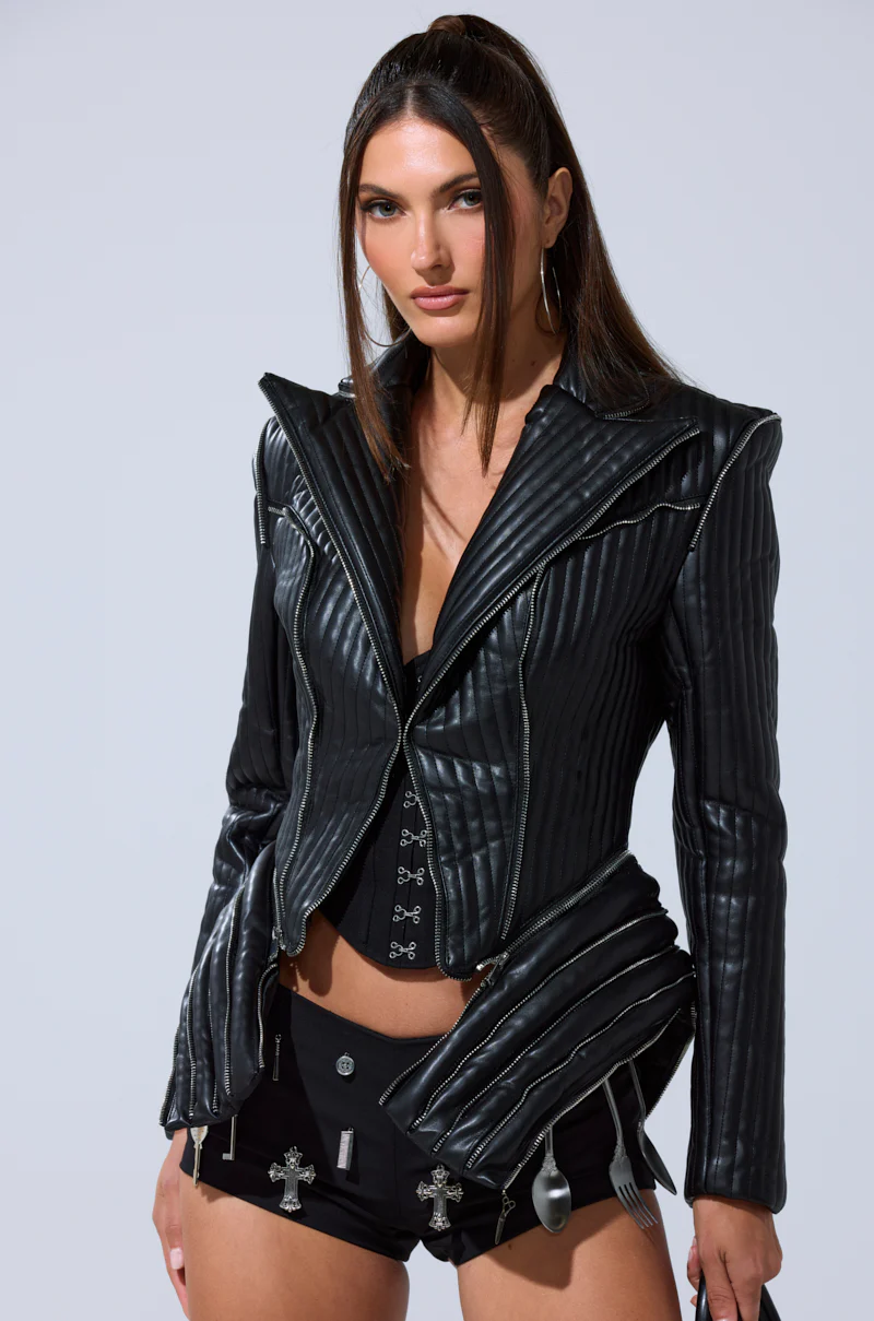 VORTEX FAUX LEATHER BLAZER - Image 3