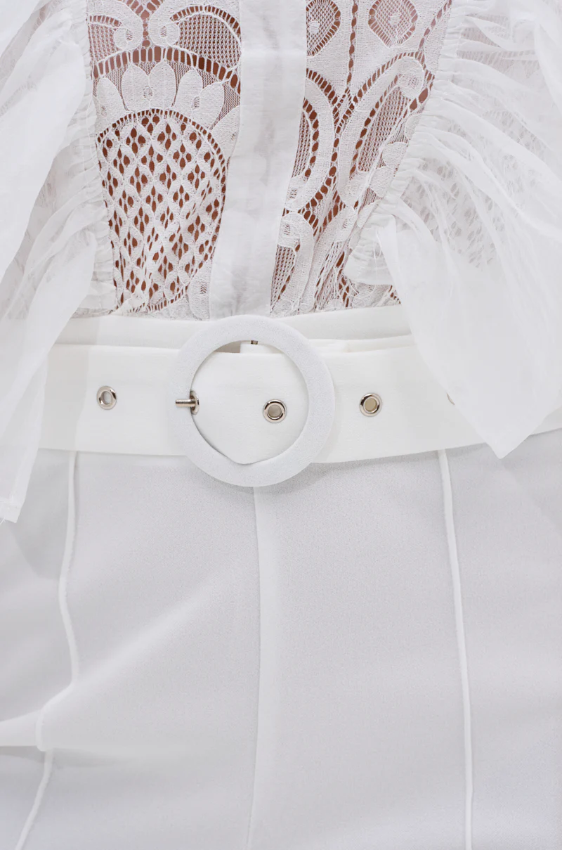 WALK THAT WALK RUFFLE JUMPSUIT IN WHITE - Image 6