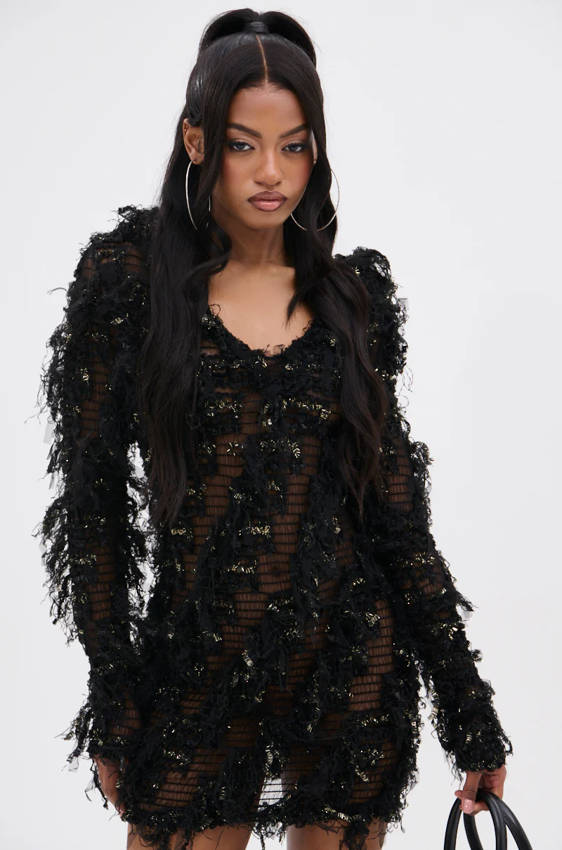 WANNA HAVE FUN FRINGE HOODED DRESS - Image 2