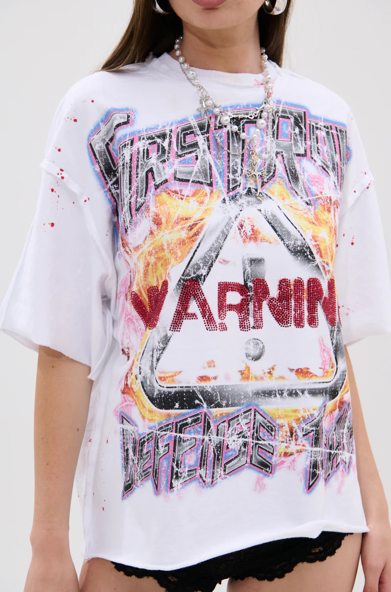 WARNING SIGNS CROPPED GRAPHIC TEE - Image 8