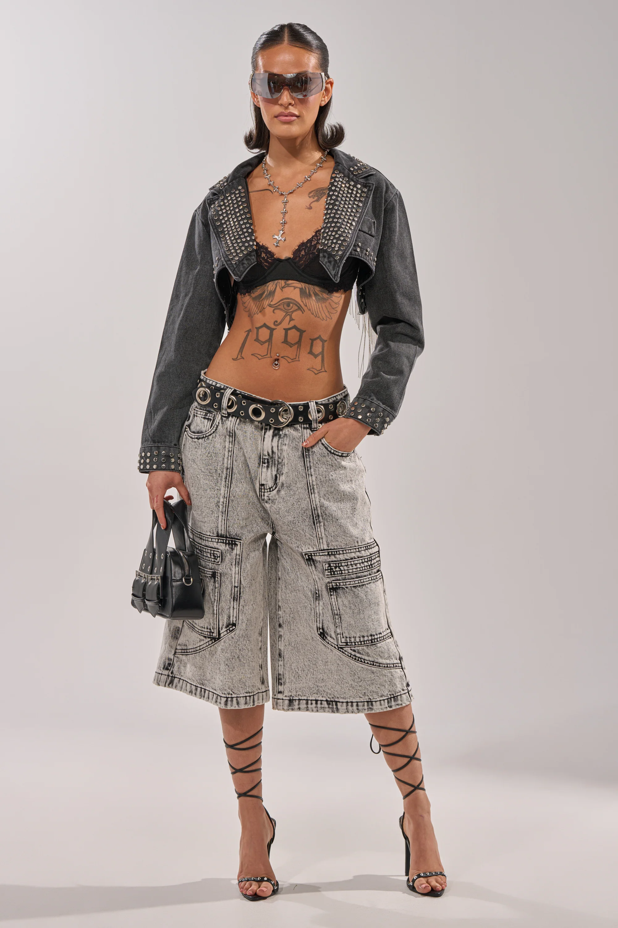 WATERFALL FRINGE CROPPED DENIM JACKET - Image 8