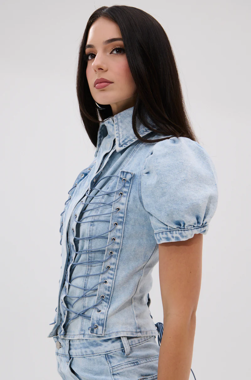 WAYS TO GO TIE DENIM BLOUSE - Image 3