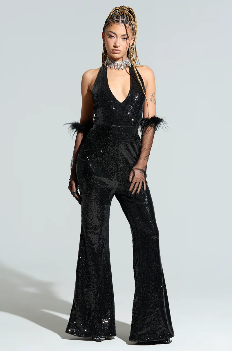 WE WILL ROCK YOU SEQUIN MESH JUMPSUIT - Image 2