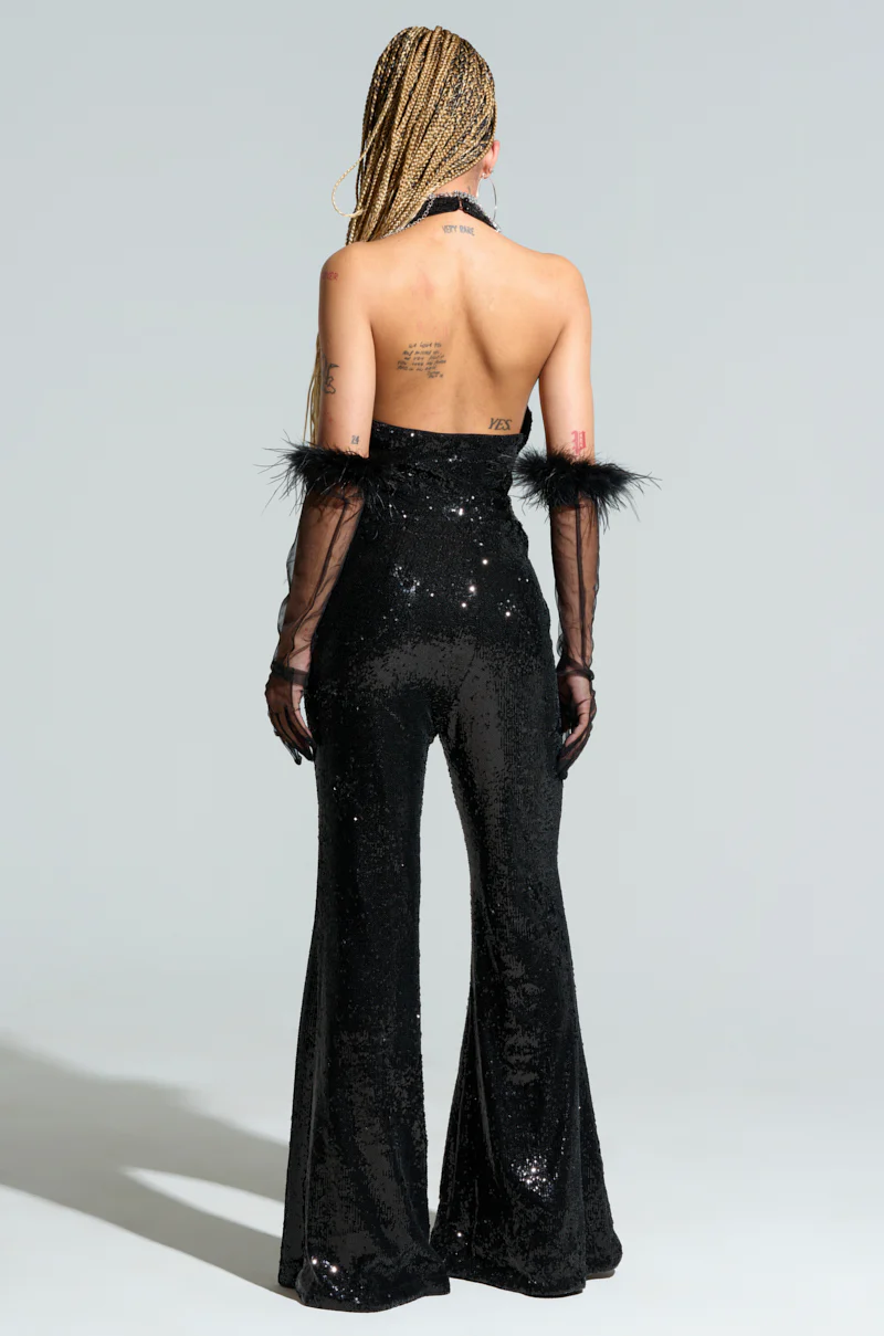 WE WILL ROCK YOU SEQUIN MESH JUMPSUIT - Image 4