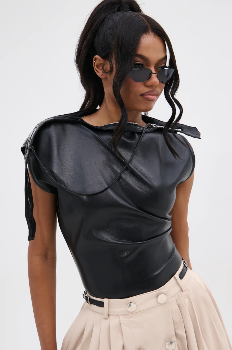 WEEKEND VIBES FAUX LEATHER BLOUSE - Image 3