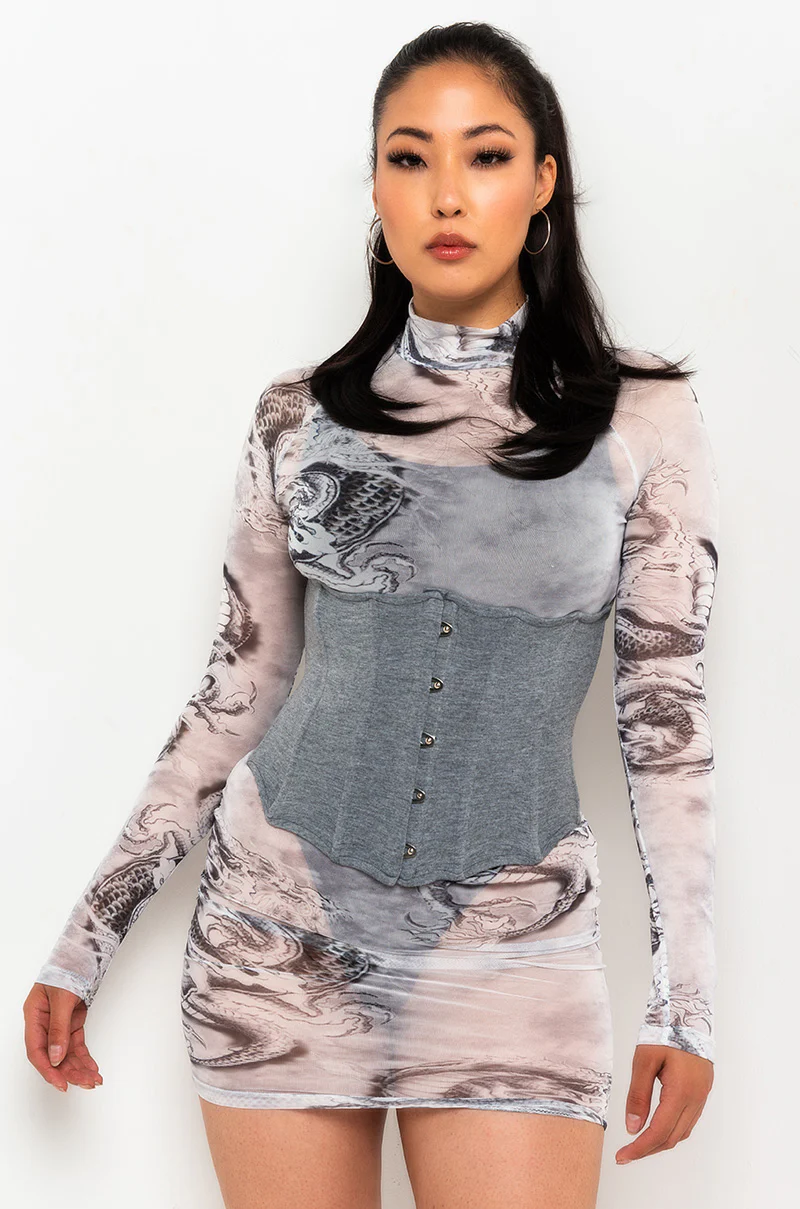 WELCOME TO MY LAIR LONG SLEEVE SHEER MINI DRESS - Image 3