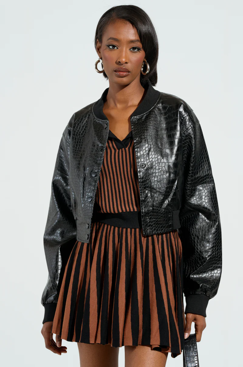 WHAT I WANT FAUX LEATHER BOMBER - Image 2
