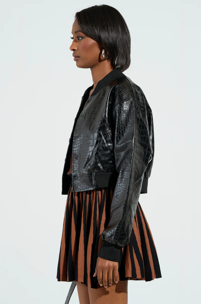 WHAT I WANT FAUX LEATHER BOMBER - Image 3