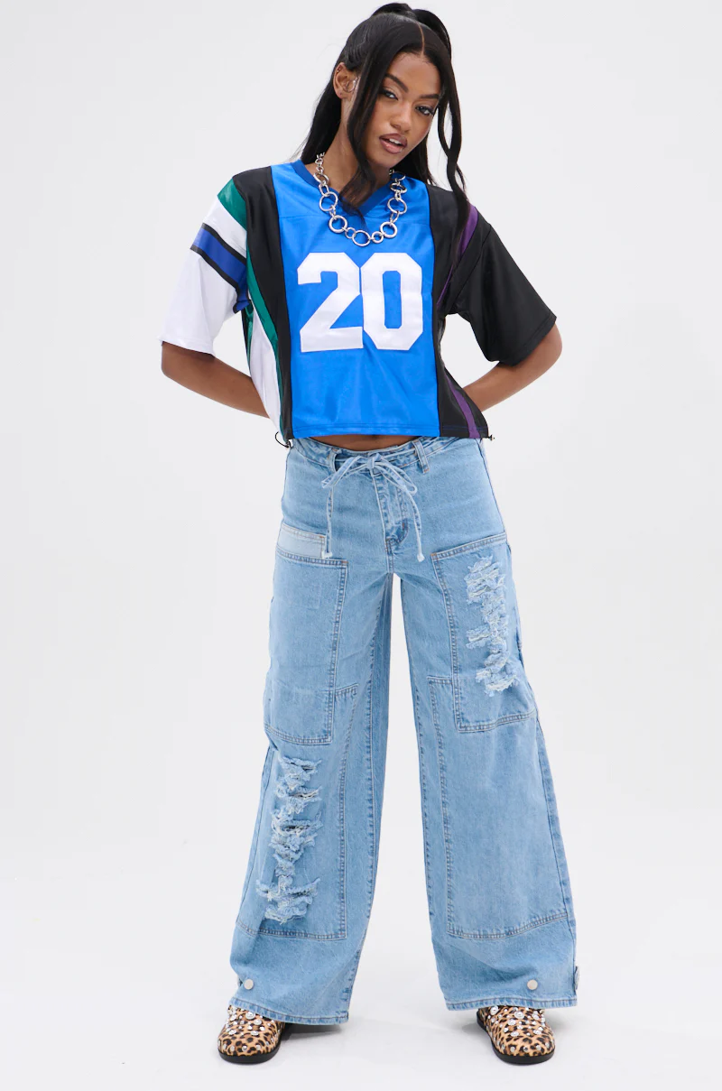 WHAT YOU WORKIN' WITH PATCHWORK JERSEY TOP - Image 8