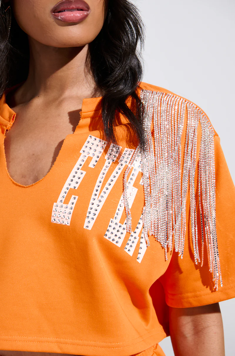 WHATEVER YOU WANT CROPPED RHINESTONE FRINGE TEE - Image 8