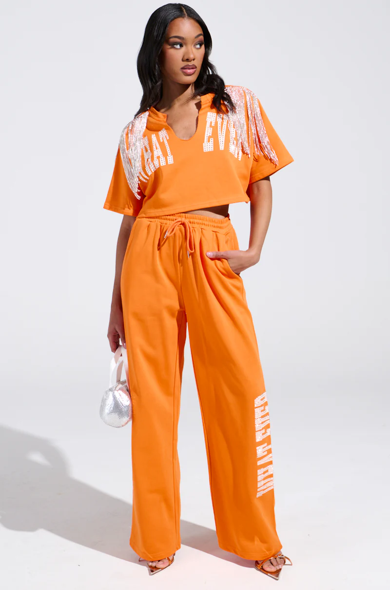 WHATEVER YOU WANT RHINESTONE SWEATPANTS