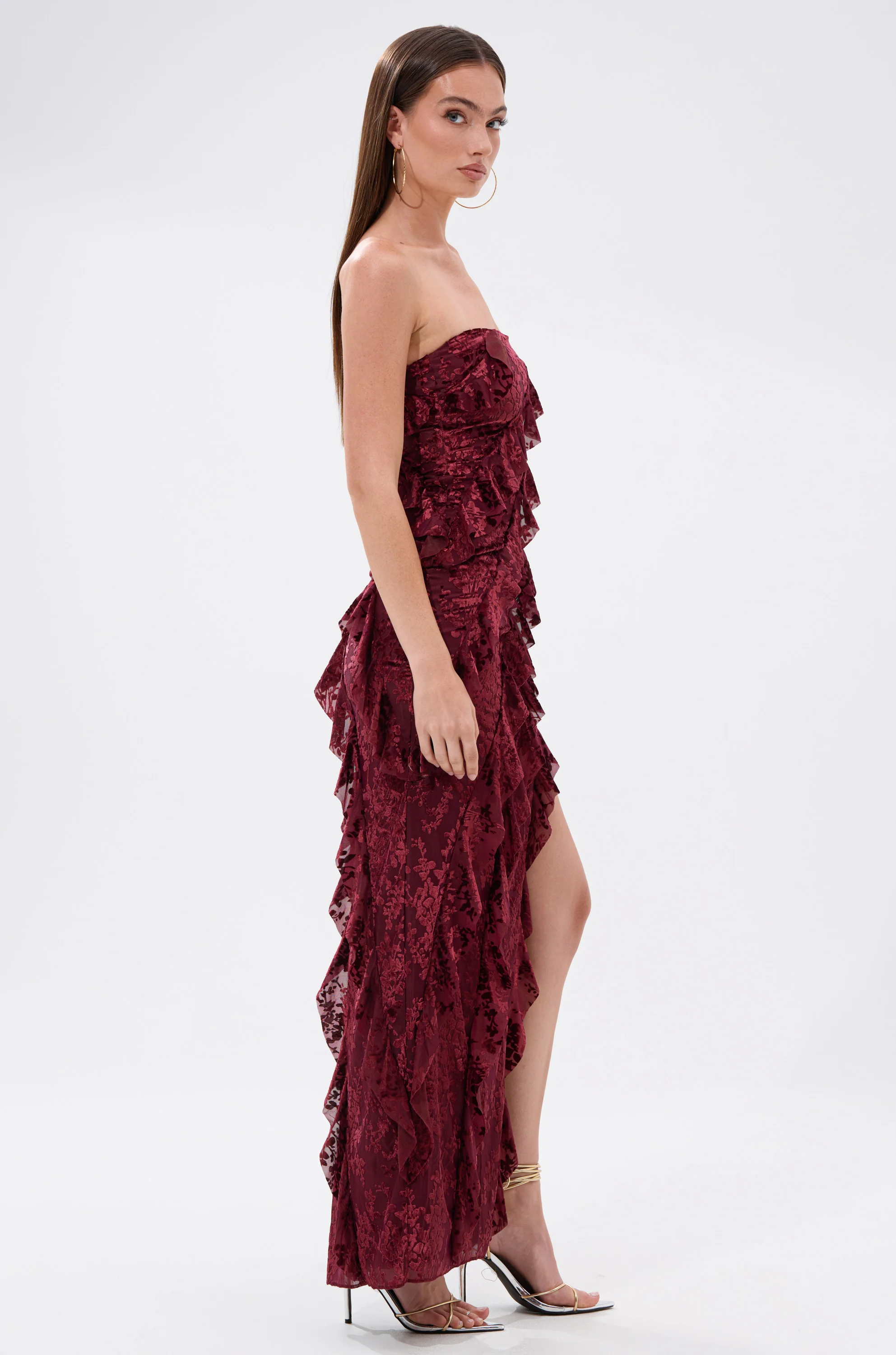 WHERE WE GOIN VELVET BURNOUT MIDI DRESS - Image 4