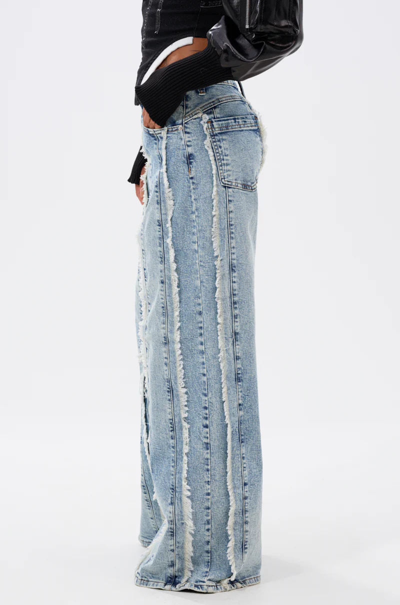 WHO KNOWS DISTRESSED WIDE LEG DENIM - Image 3