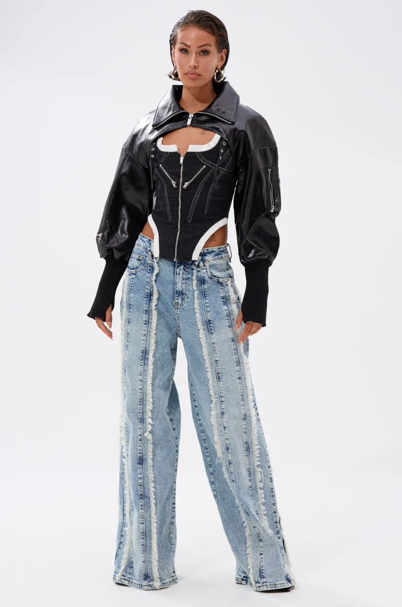 WHO KNOWS DISTRESSED WIDE LEG DENIM - Image 5