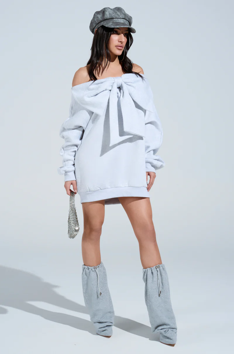 WHO ME? BOW FRONT SWEATSHIRT DRESS - Image 4