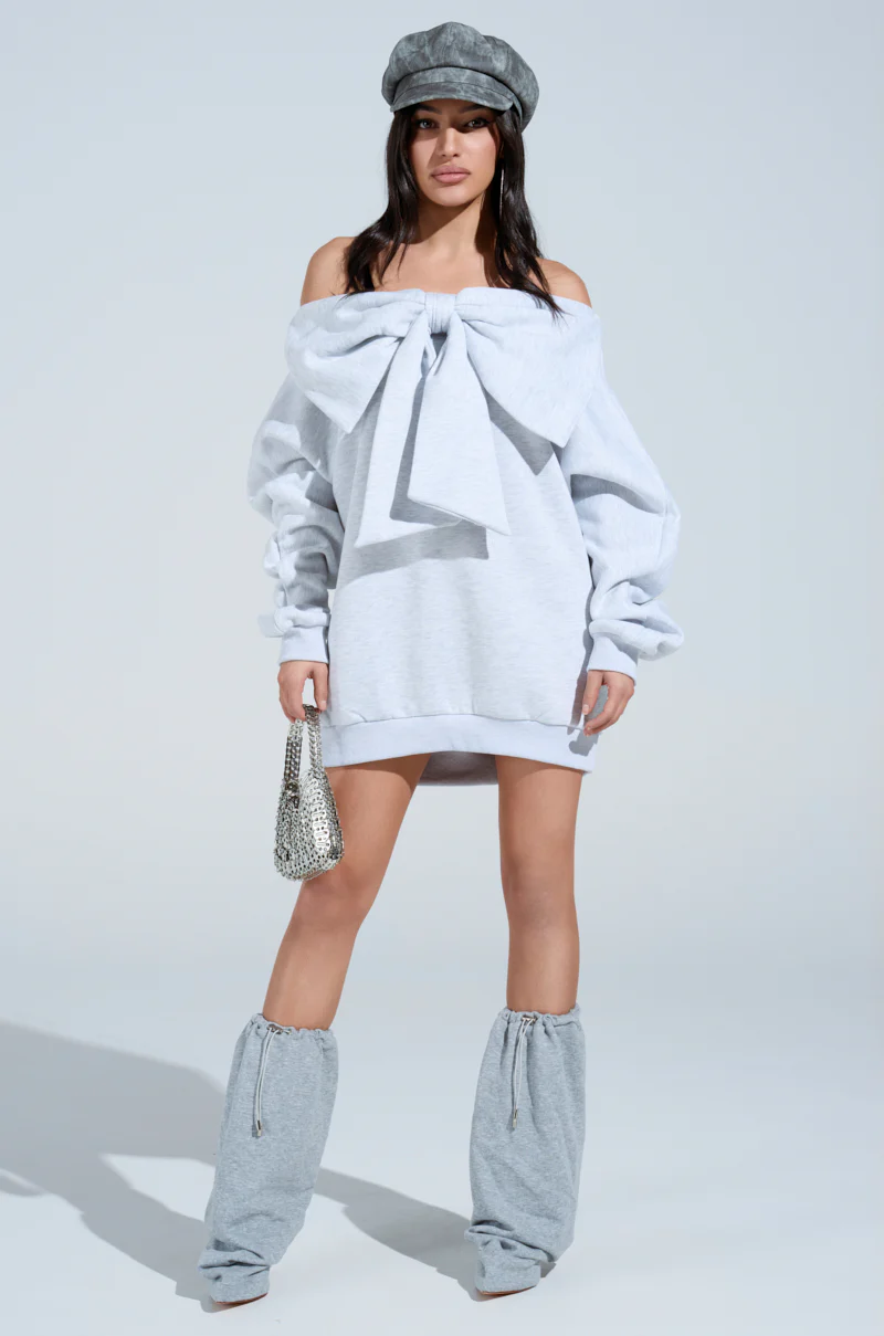 WHO ME? BOW FRONT SWEATSHIRT DRESS - Image 5