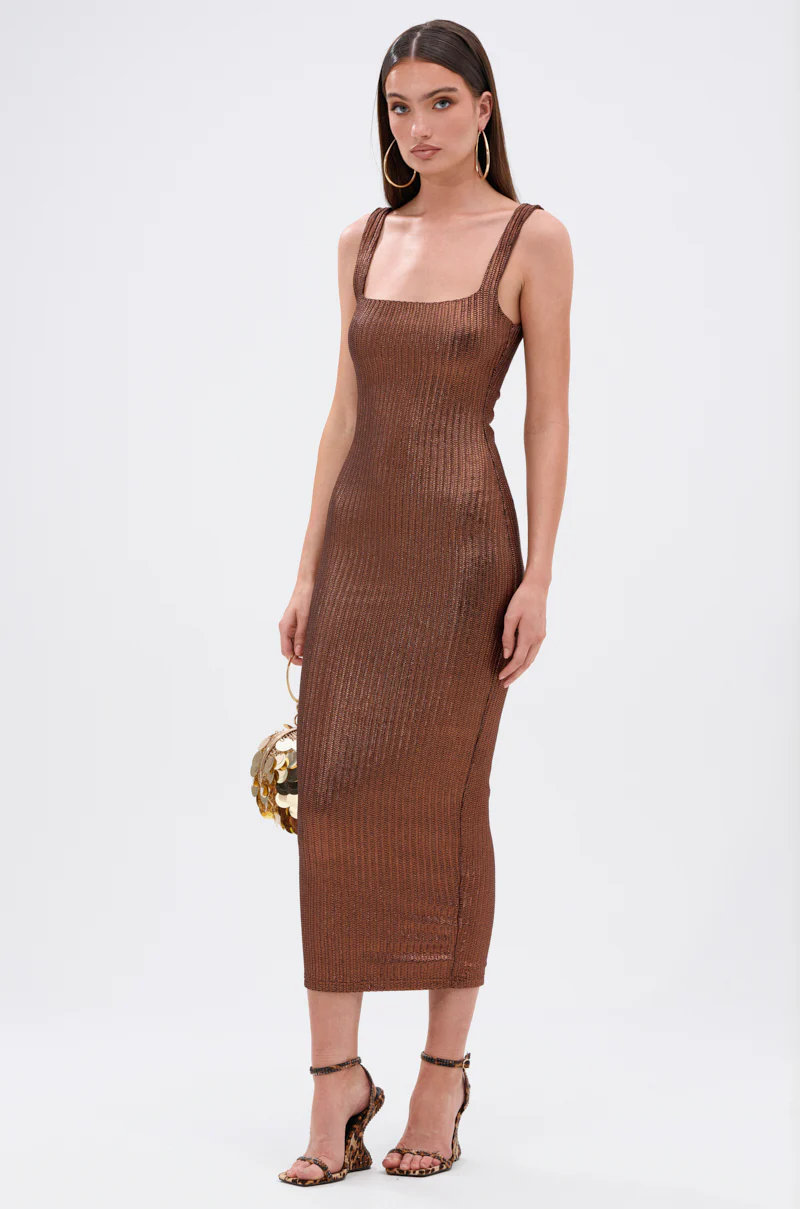 WHY NOT METALLIC MIDI DRESS IN BRONZE - Image 3
