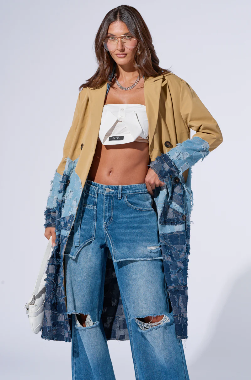 WICKER PARK DENIM DETAIL TRENCH - Image 3