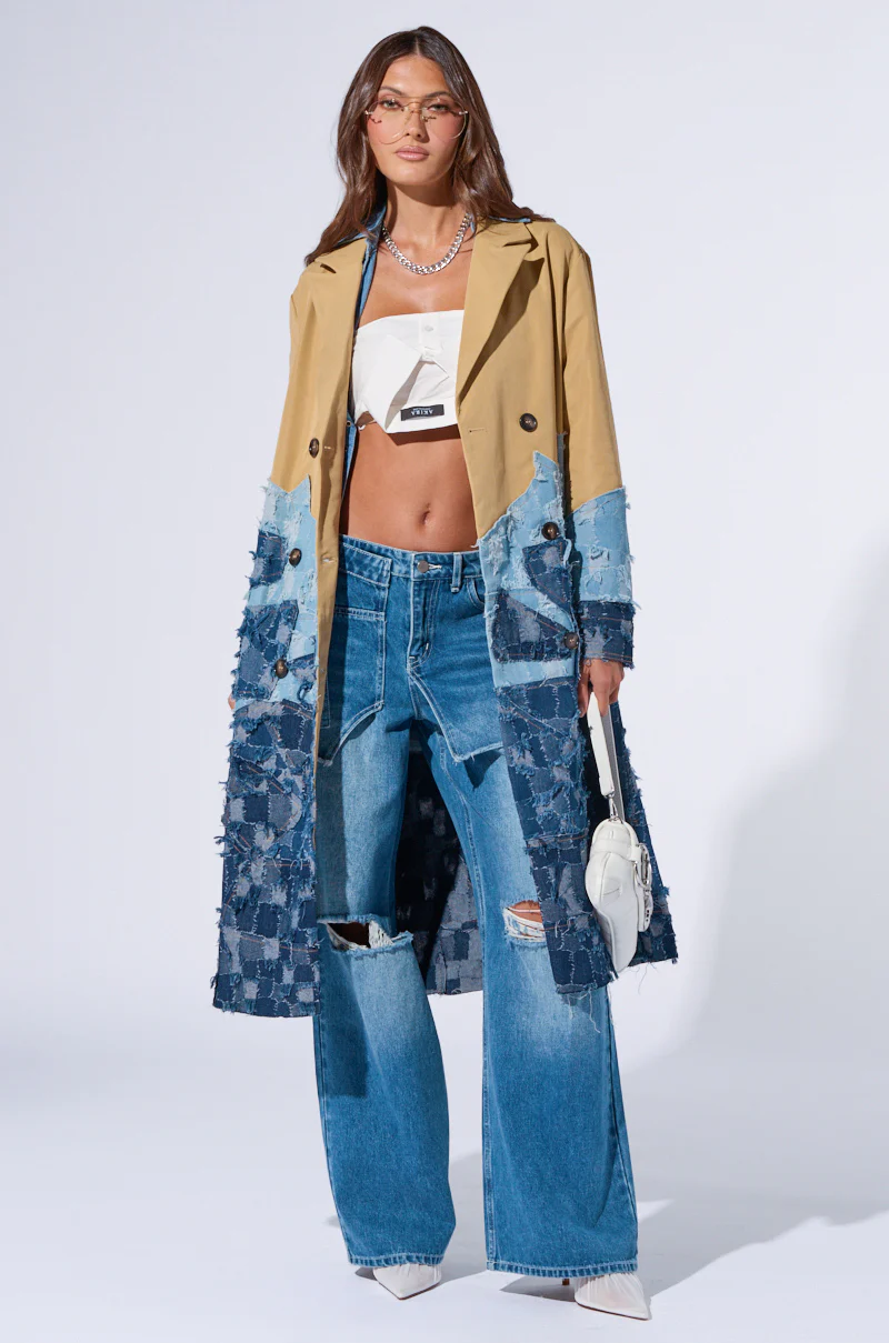 WICKER PARK DENIM DETAIL TRENCH - Image 4