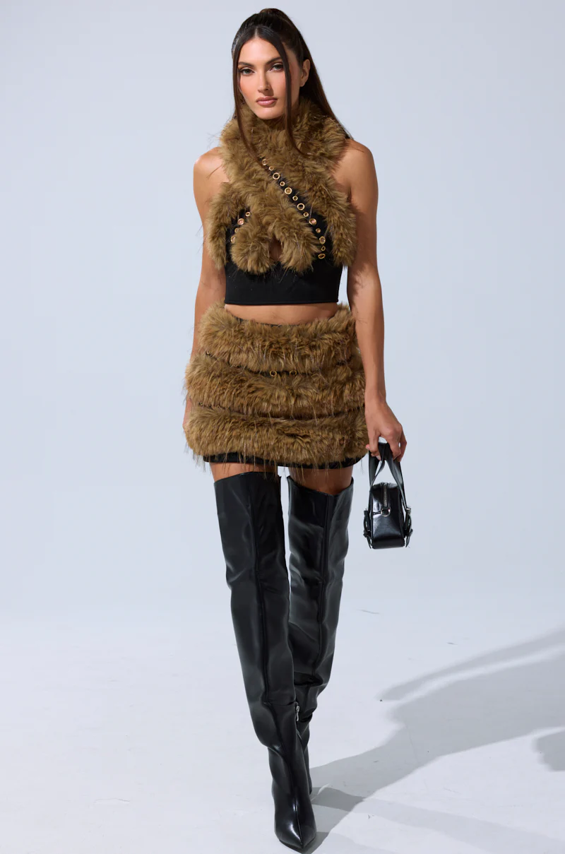 WILD AND FREE FUR MINI SKIRT - Image 7