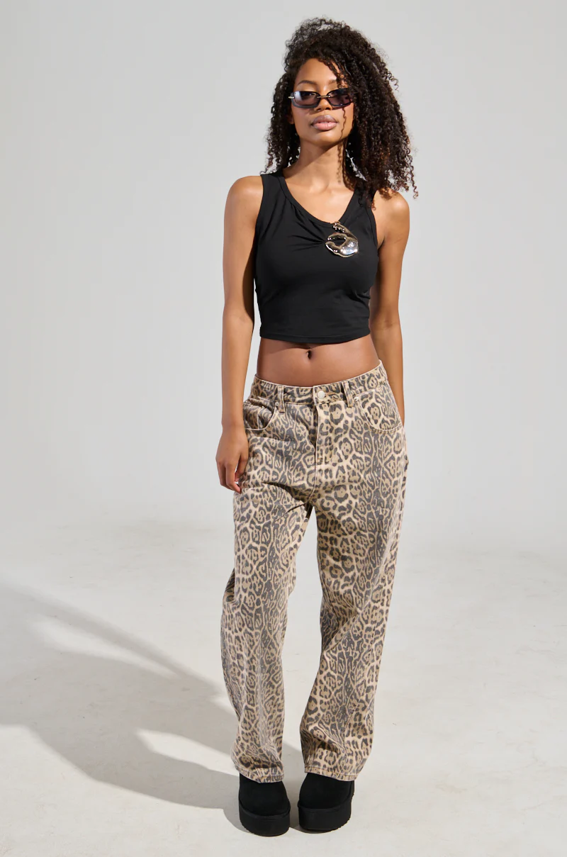 WILD CHILD LEOPARD PRINT DENIM JEANS - Image 6