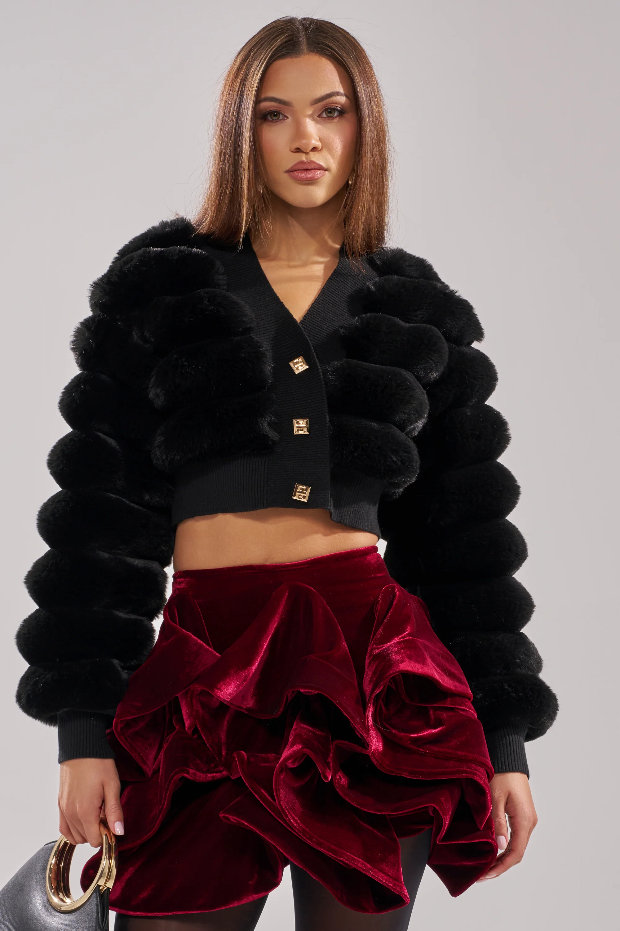 WILD HEART FAUX FUR CARDIGAN IN BLACK
