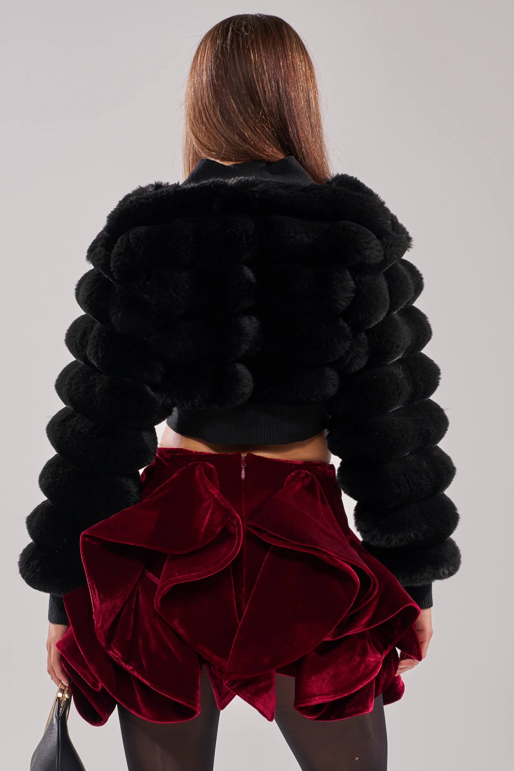 WILD HEART FAUX FUR CARDIGAN IN BLACK - Image 5